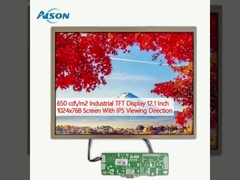 650 cd/m2 산업용 TFT 디스플레이 12.1 인치 1024x768 화면 IPS 볼 방향